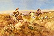 Charles M Russell When Cows Were Wild oil painting on canvas